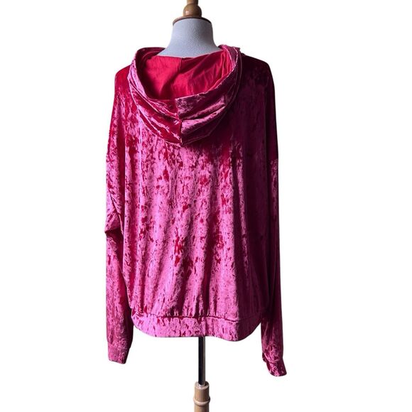 Fabletics Strawberry Crushed Velvet Zip-Up Hoodie Sweatshirt - 3X - Picture 7 of 10
